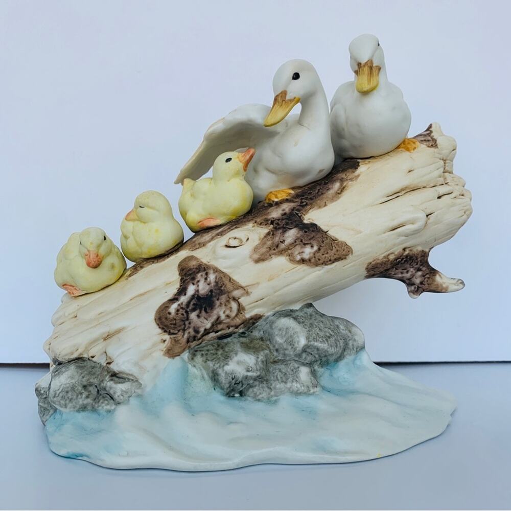 Vintage Ducks On A Log Sculpture